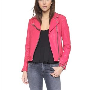 Mackage Small Women's Pink Florica Leather Moto Jacket